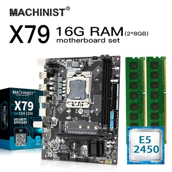 

E5 X79 LGA 1356 motherboard set kit with Intel Xeon E5 2450 CPU 16G(2*8GB) 1600MHz DDR3 ECC REG RAM Mico-ATX NVME M.2 SSD