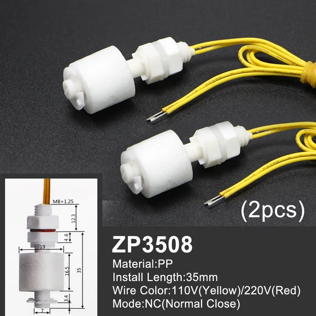 Free Shipping 1 Piece Float Switch Mini Type Poly Propy Water Level Liquid Sensor Normal Close ZP2508-ZP15010 2PCS-ZP3508