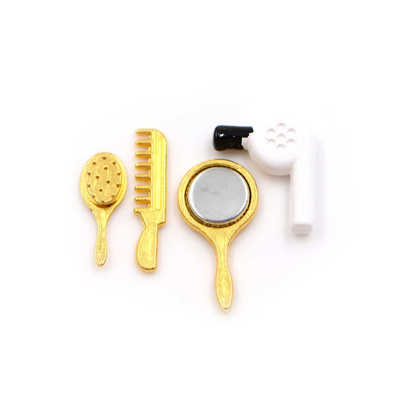 1/4/5pcs 1/12 Doll House Mini Bathroom Micro Landscape Decor Furniture Accessory Dollhouse Miniature Comb Mirror Hair Dryer Sets 9