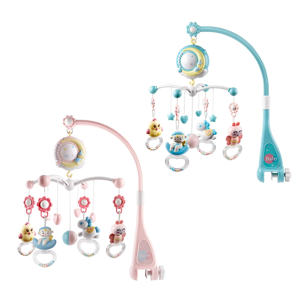 

0-12 Months Baby Rattle Infant Crib Mobile Rotating Bed Bell Music And Sky Stars Projection Infant Sleep Early Learning Kids Toy