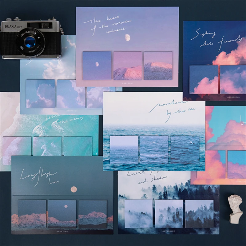 

60 Sheets Mountain Lake Sea Sticky Notes Twilight Cloud Sky Forest Adhesive Memo Notepad Stickers Office School Supplies H6839