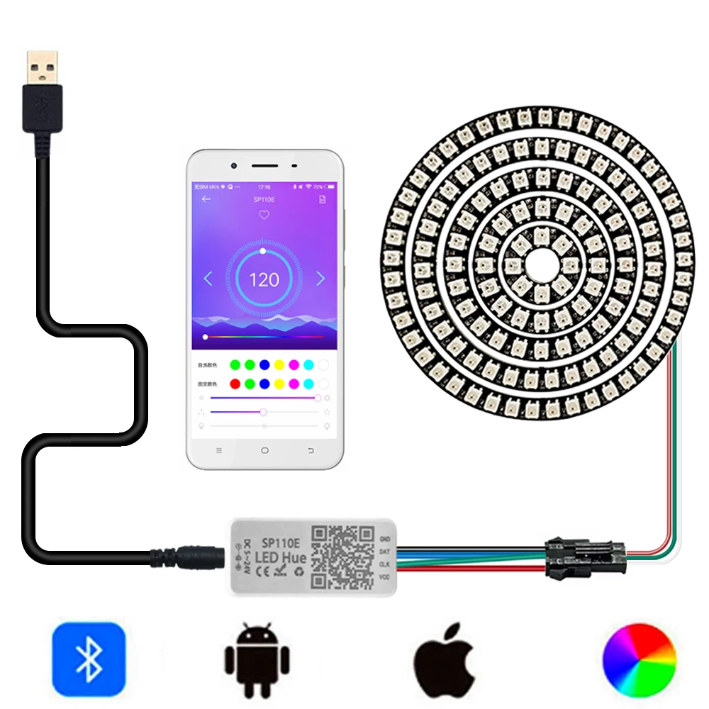 WS2812 СВЕТОДИОДНЫЙ Кольцо индивидуально адресуемых пикселей 5050 RGB WS2812B IC
