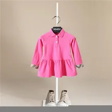 Платья для маленьких девочек; сезон осень-зима; вязаное платье принцессы с длинными рукавами; воротник в виде листка лотоса; платье с карманами; одежда для маленьких девочек