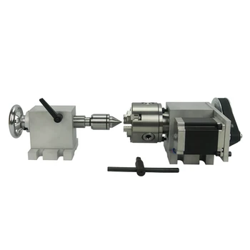 

The Most Economic cnc rotary axis with chuck 80mm and activity tailstock for engraving machine
