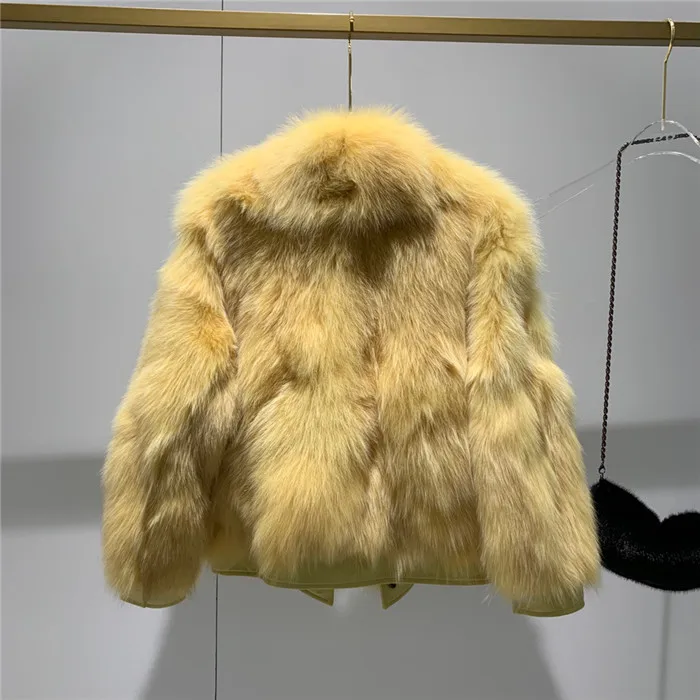 Mateau hiver femme, зимняя Женская Толстая теплая куртка из натурального Лисьего меха, овчина, с карманом, натуральная Шуба для женщин