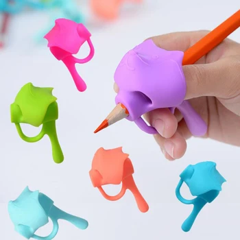 

3pc Five Finger Magic Pen Holder Silicone Baby Beginner Writing Learning Tool Corrector Pencil Set Stationery Three-piece Set