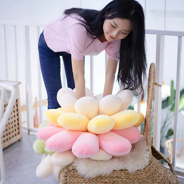 50-80cm Colorful Daisy Flower Plush Pillow Toy Soft Cartoon Plant Stuffed Doll Chair Cushion Sofa Kids Lovers Birthday Gifts 6