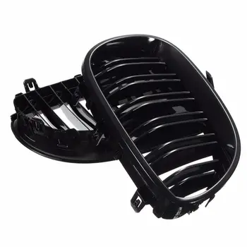 

car Front Kidney Grill Double Line Grilles Gloss Black ABS accessories replacement parts For BMW E60 E61 5 SERIES 2003-2010