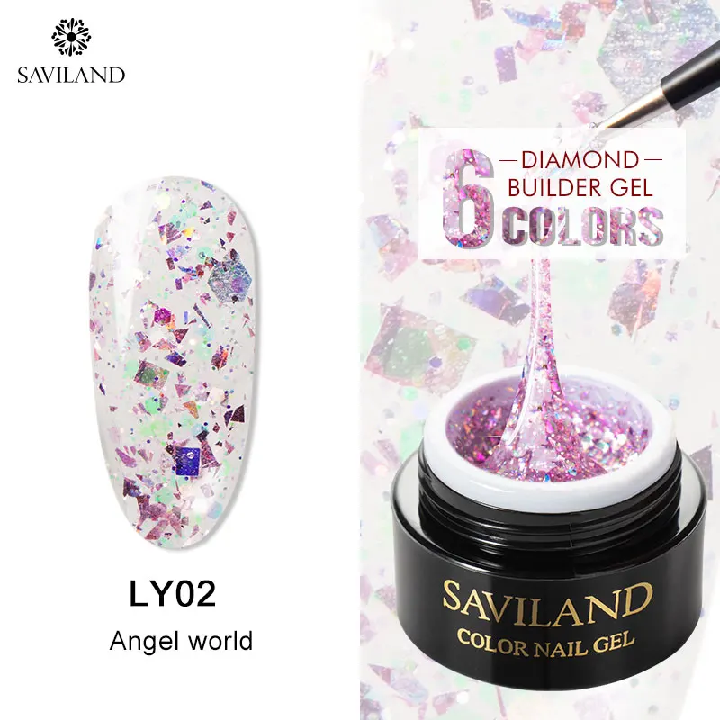 LY02 SAVILAND 6 мл супер блестящий гель-конструктор с бриллиантами УФ-Гель-лак Полупостоянный лак быстрое строительство ногтей - Цвет: LY02