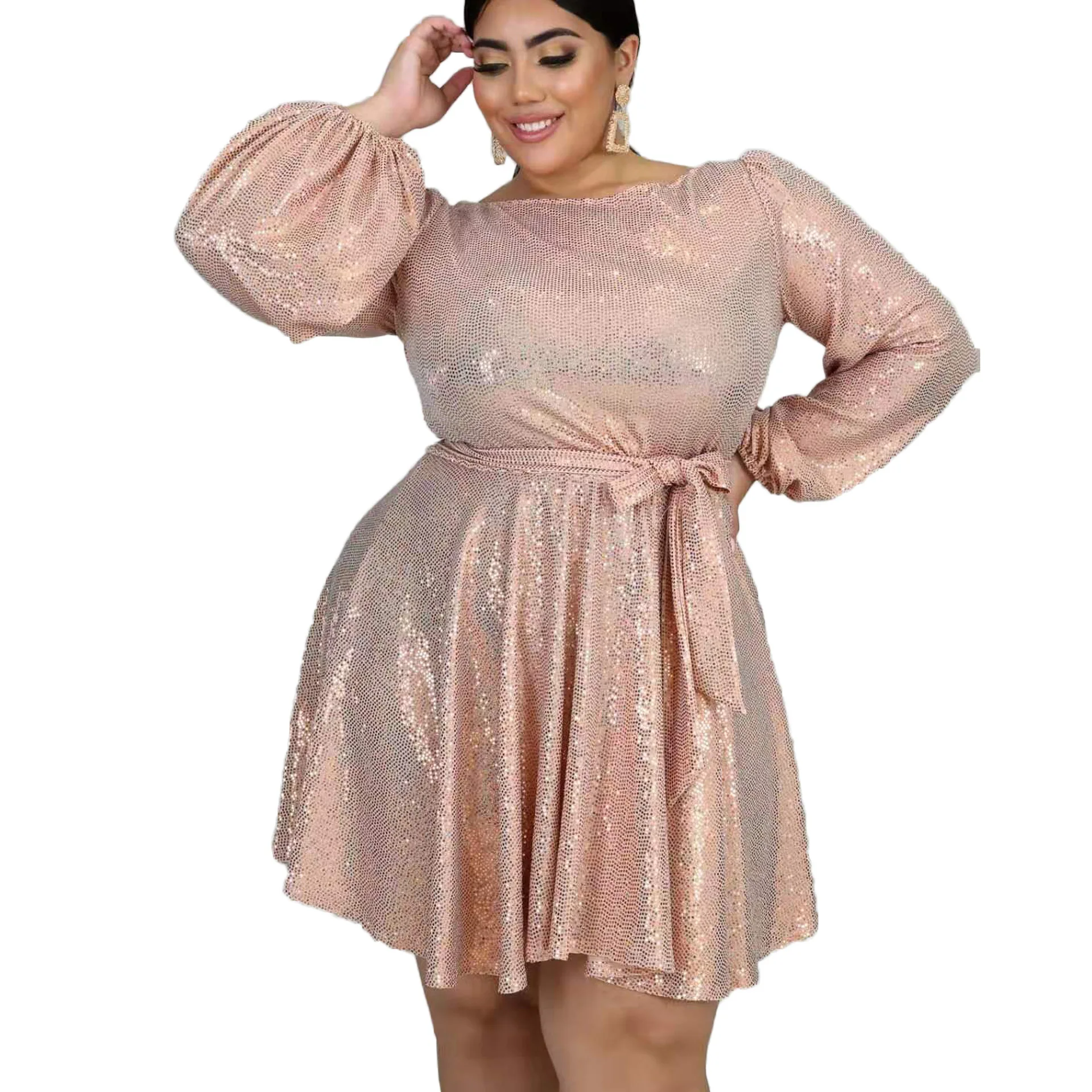 Сексуальное женское платье размера плюс, большого размера 4xl, 5xl, 6xl, расшитое блестками, с длинным рукавом, элегантные вечерние, Клубные женские платья, осеннее платье, Femme Vestido