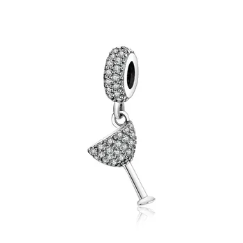 

European 925 Silver Goblet Cup Hanging Pendant Dangle Bead Charm Fits Original Fine Charm Bracelets DIY Jewelry Berloque