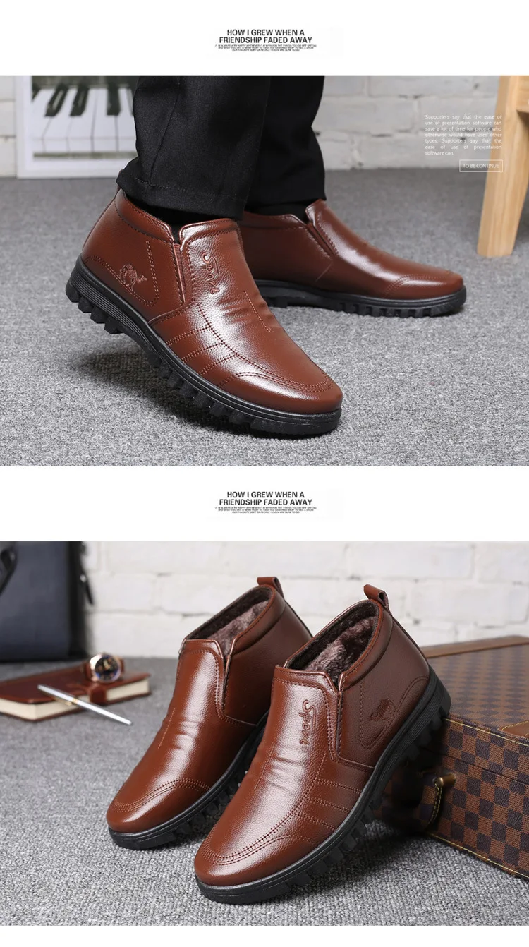 Luxury Brand Men Winter snow Boots Warm Thicken Men's Ankle Boots bot Fashion Male Business Office Formal Leather safety Shoes