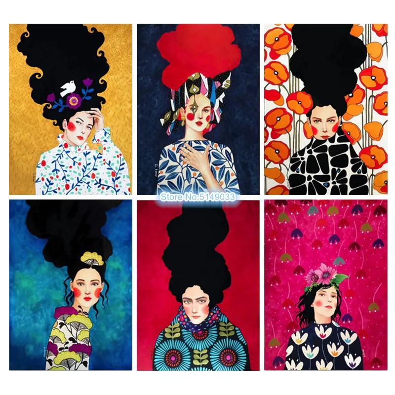 

5D Diamond Embroidery DIY Diamond Painting Abstract Girl Hair Flower Diamond Painting Cross Stitch Rhinestone Decoration