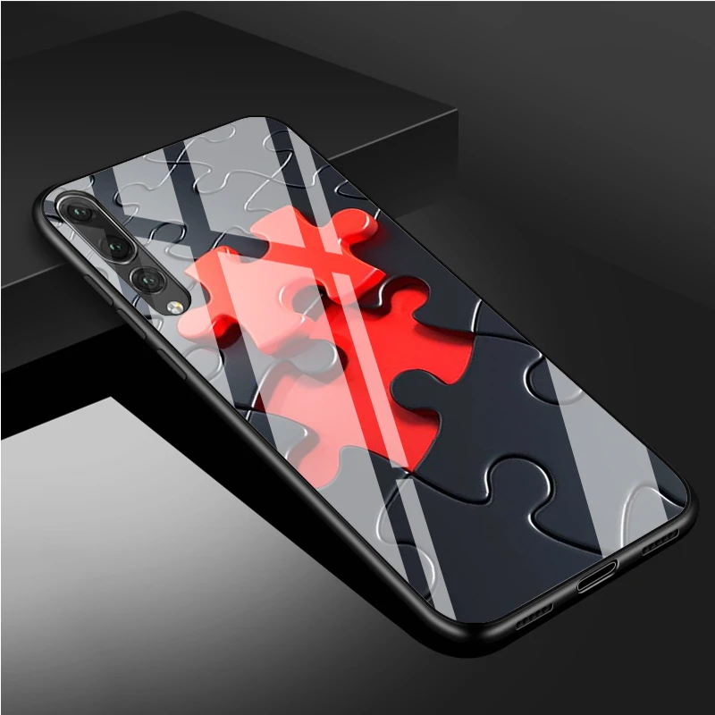 cute phone cases huawei Puzzle Tempered Glass Phone Case For Huawei P20 P30 P40 P40 Lite Pro Psmart Mate 20 30 Cover Shell phone case for huawei