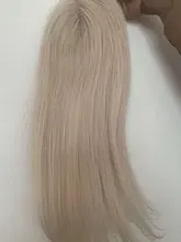 Peluca de pelo humano rubio ceniza de 18 y 20 pulgadas para tupé de mujer, MONO transpirable de 16x18 cm, Base de PU con Clips, peluquín Remy