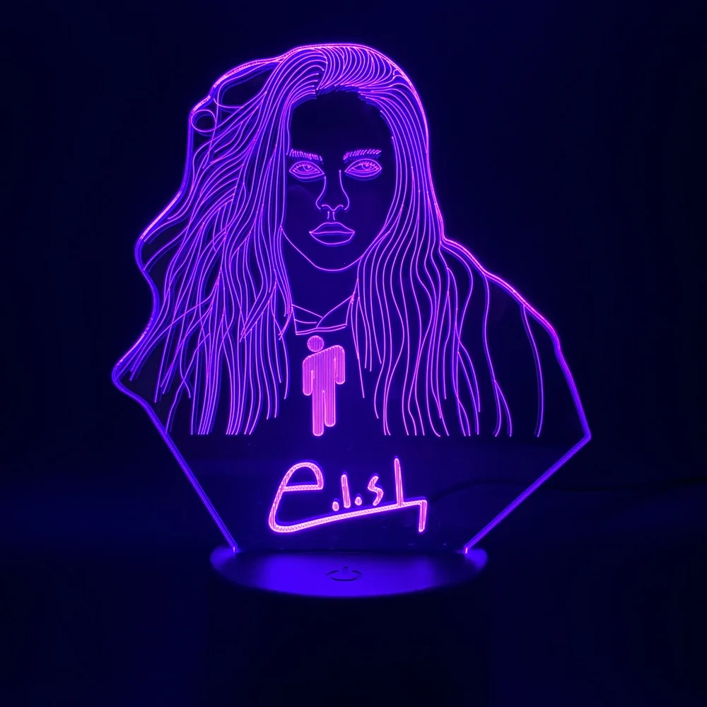 3D светильник Billie Eilish рисунок светодиодный Новинка светильник s 7/16 Цвета сменить светодиодный ночной Светильник декоративная лампа для Спальня дома подарок на Рождество