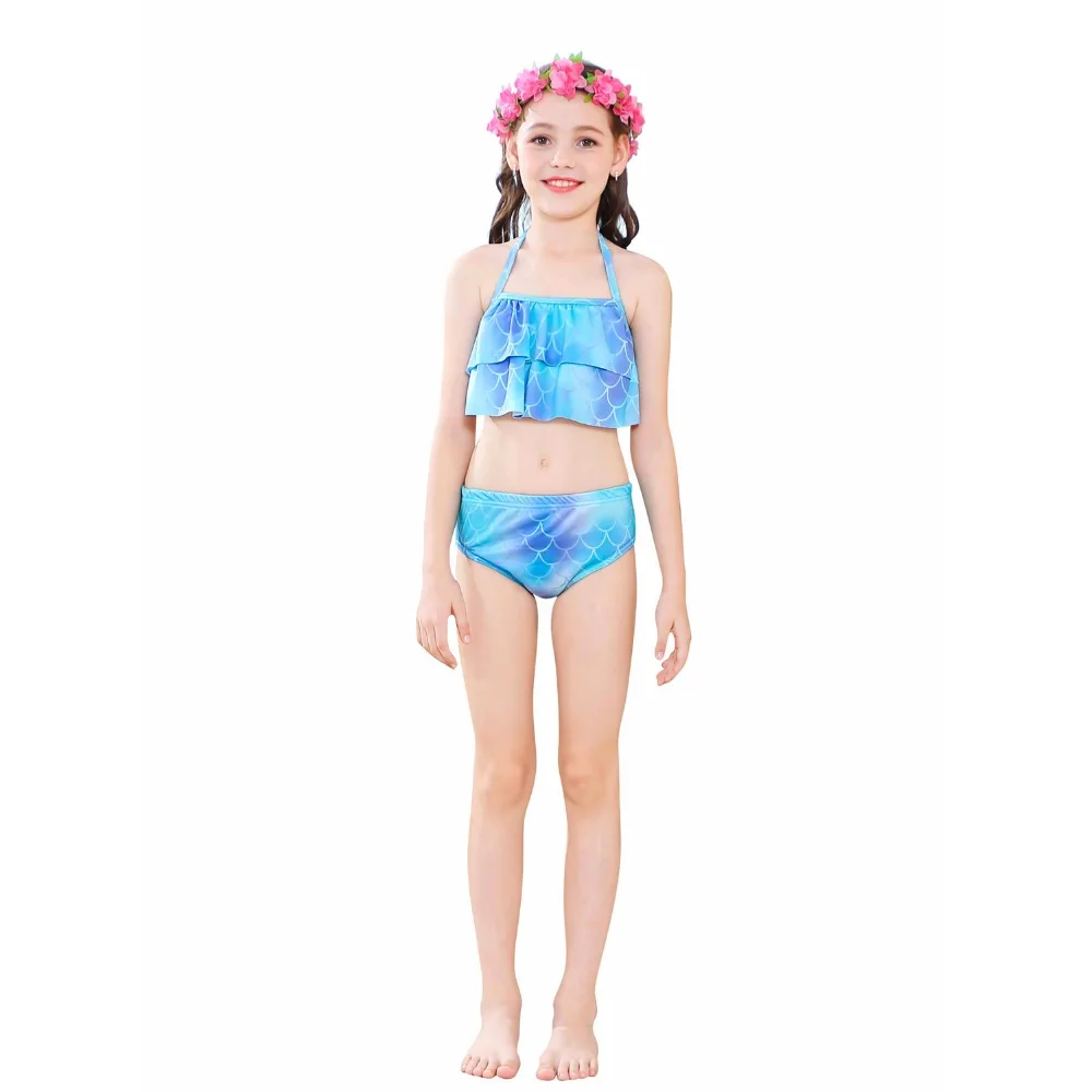 Детский костюм русалки для плавания купальник русалки комплект бикини девочки-русалки Хвосты Косплей