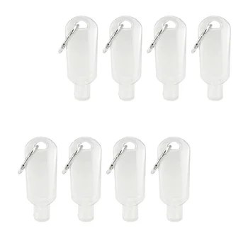 

8pcs 50ml Travel Bottles Empty Hand Sanitizer Bottle Refillable Inverted Bottles with Hook (Hook for Random Color)
