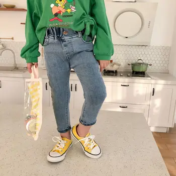 

Spring and Autumn New Arrival Korean style cotton all-match casual slim fashion jeans long pants for cute cool baby girls