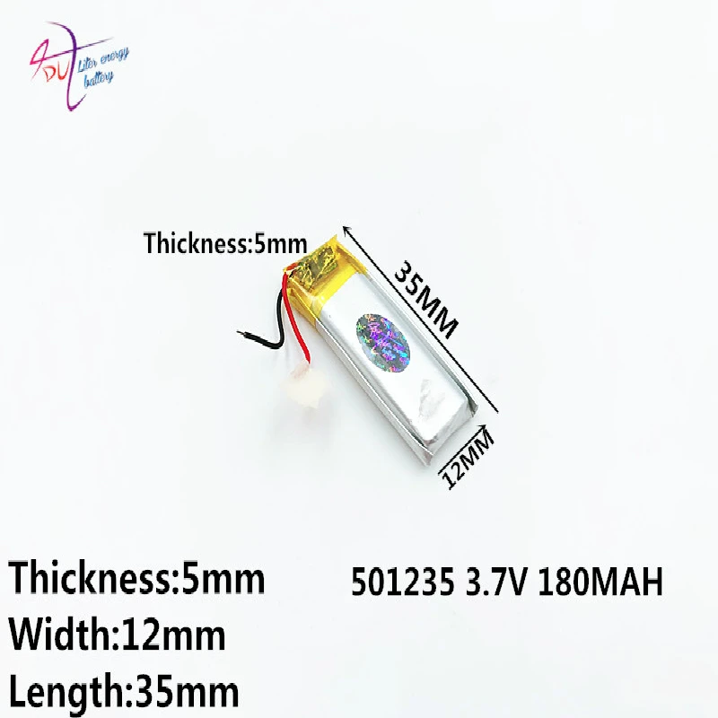 

5psc Size 501235 501035 3.7v 180mah Lithium Polymer Battery With Board For Mp3 Mp4 Mp5 Gps Digital Products