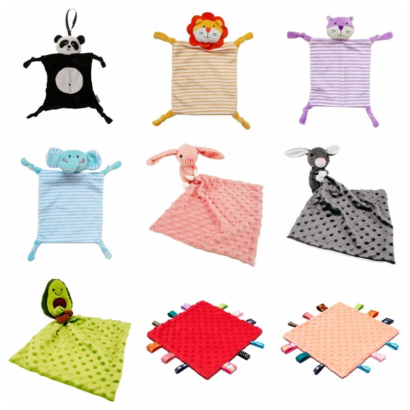 Baby Appease Towel with Colorful Tags Soft Cotton Soother Teether Infants Comfort Sleeping Nursing Cuddling Blanket Toys baby comforter blanket