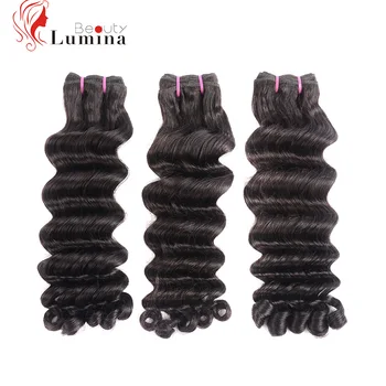 

New Arrival Beauty Lumina 3 Bundles Deal Brazilian Human Hair Double Weft Weave Wavy Extensions Remy Hair Bundles Best Quality