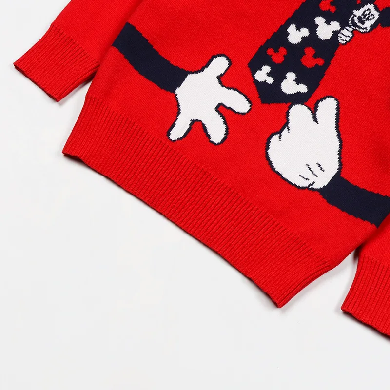 Свитер для маленьких мальчиков трикотажная рубашка с Микки Маусом осенне-зимняя теплая одежда Детские двухслойные свитера с Минни для девочек