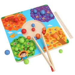 Деревянные палочки для еды тренировочный зажим бусины мяч игра игрушки координационный захват обучение Классификация цвета детские