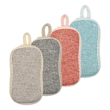 

4Pcs Double Sided Sponge Reusable Wipes Microfiber Dish Brush Cleaning Sponge Dish Towel