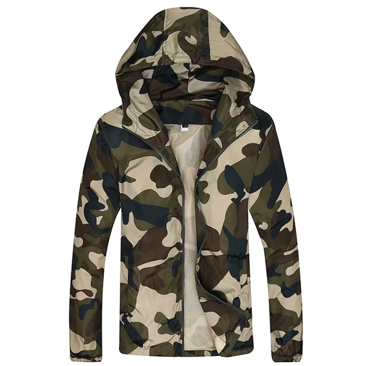 

Men Bomber Jacket Thin Slim Long Sleeve Camouflage Military Jackets Hooded Nice Windbreaker Zipper Outwear Army Brand Clothing