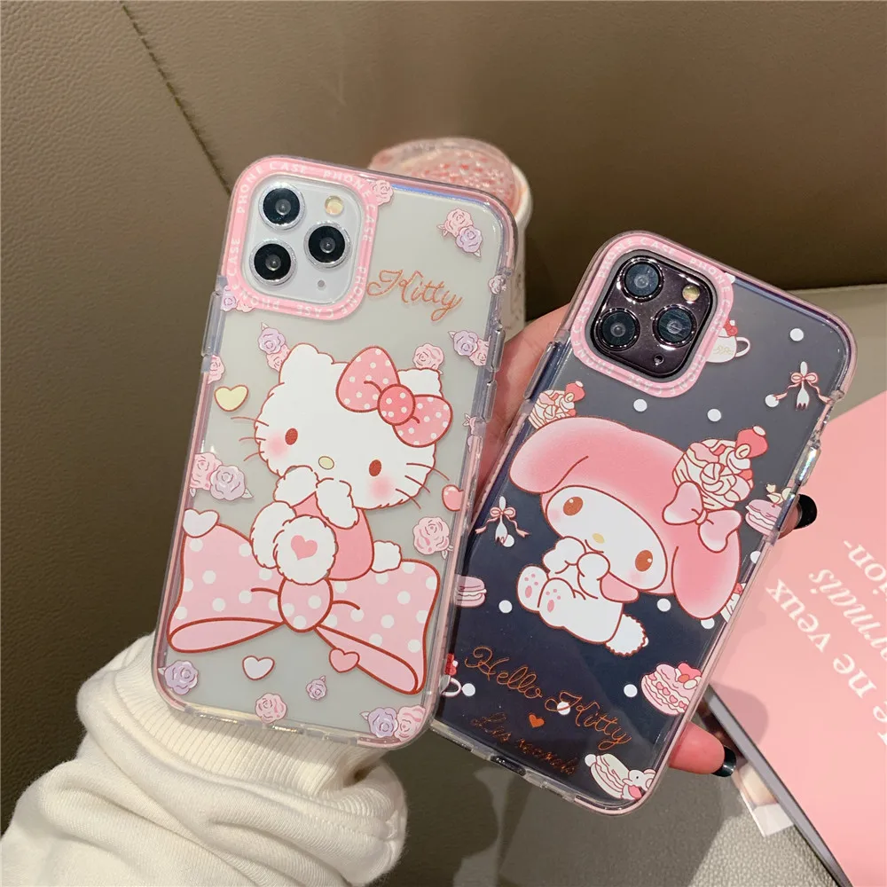 

Hello kitty My melody Lens protection TPU phone case for iphone 11 Pro Max 7 8 Plus X XR XS MAX Anime Anti knock phone cover