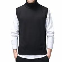 Мужской свитер с высоким воротником, свитер без рукавов, жилет, повседневные пуловеры, мужской свитер высокого качества, зимняя одежда для мужчин