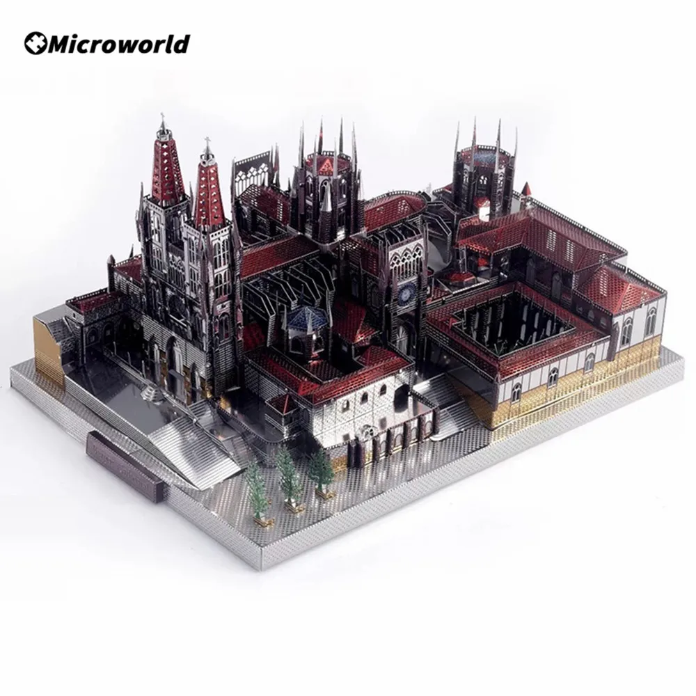 Microworld 3D Metal Puzzle Spain Burgos Cathedral Building Model Assemble Kits Laser Cut Educational Jigsaw Toys Gifts For Adult 2