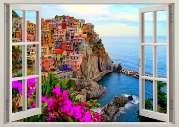 

Italy Houses Vernazza Street Seaside Window Art Film Print Silk Poster Home Wall Decor 24x36inch