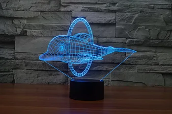 

7 colors changing 3D Lights visual lights touch LED New dolphin hoop 3D lights