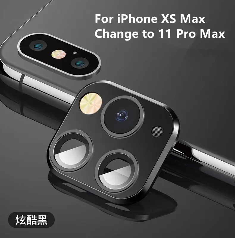XS Max to 11 Pro Max Обновленный металлический алюминиевый защитный чехол для объектива камеры, чехол для iPhone X Xs Max, поддельные секунды, замена на 11 Pro, задняя наклейка на рассеиватель, крышка - Цвет: XS Max to 11 Pro Max