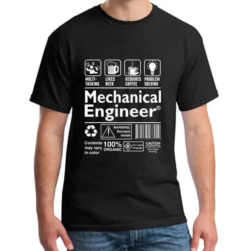

printed Beer Coffee Problem Solving Mechanical Engineer t-shirt for men cool Casual Unisex homme tee t shirts clothing slogan