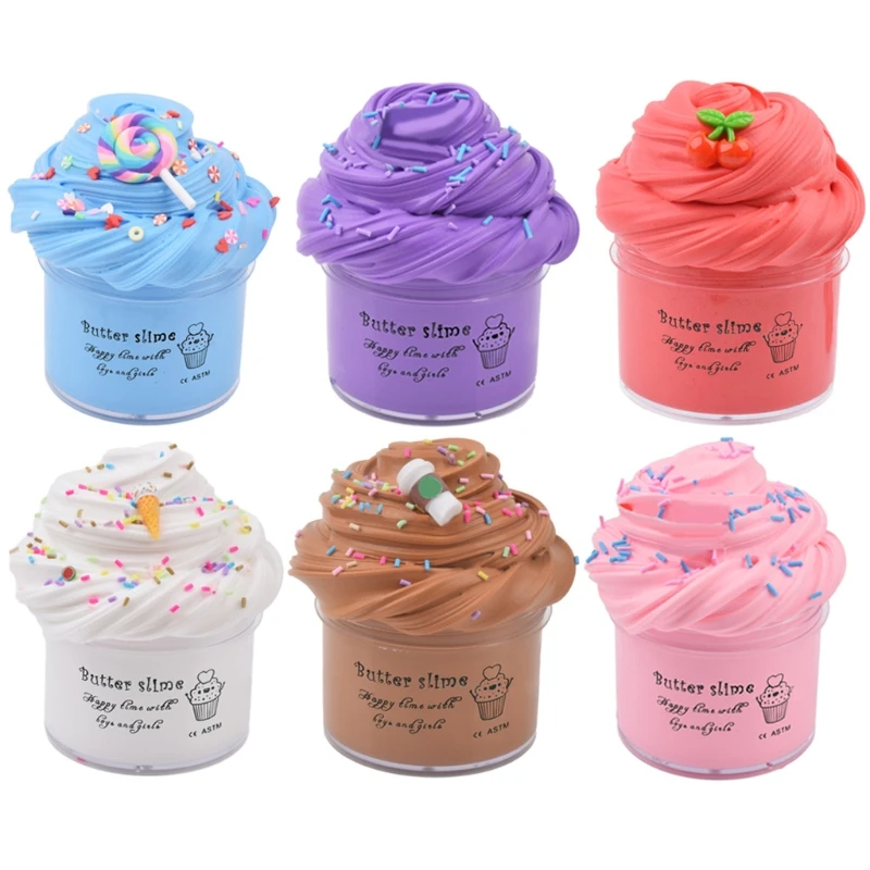 

6Pcs Butter Slime with Candy Slime Watermelon Slime and Pineapple Slime Super Soft Birthday Gifts Stress Relief Toys