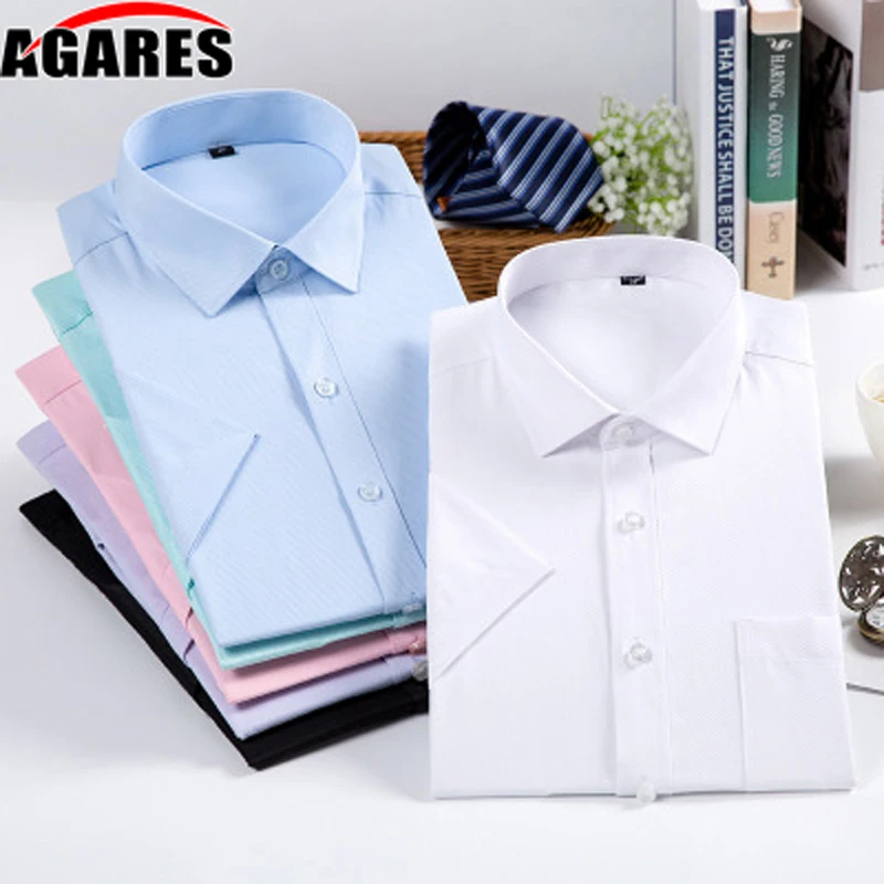 Летняя однотонная деловая рубашка с коротким рукавом, деловая Рабочая повседневная одежда, деловая одежда, белая тонкая мужская одежда, SA-8