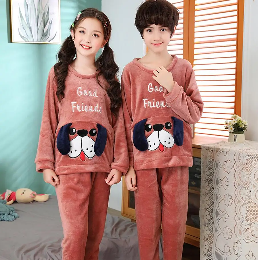 Детский фланелевый пижамный комплект; зимняя теплая плотная флисовая детская пижама с рисунком для мальчиков и девочек; одежда для сна; детская одежда; домашняя одежда - Цвет: model 2