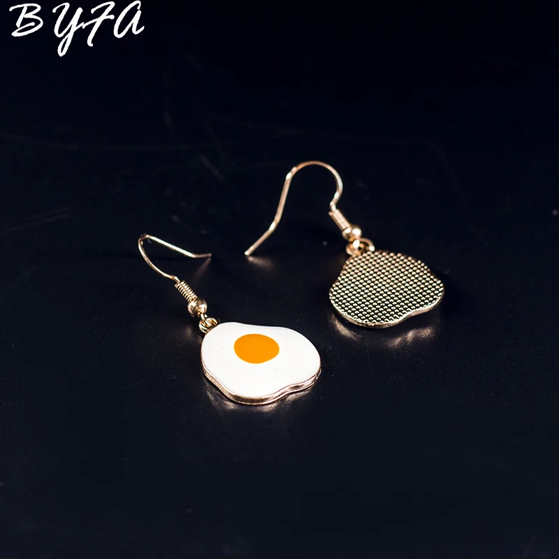 1 Pair Fahion Cute Sweet Cartoon Enamel Glaze Food Omelette Purse Egg Earrings Women Funny Dangle Jewelry Accessories|Серьги-подвески|