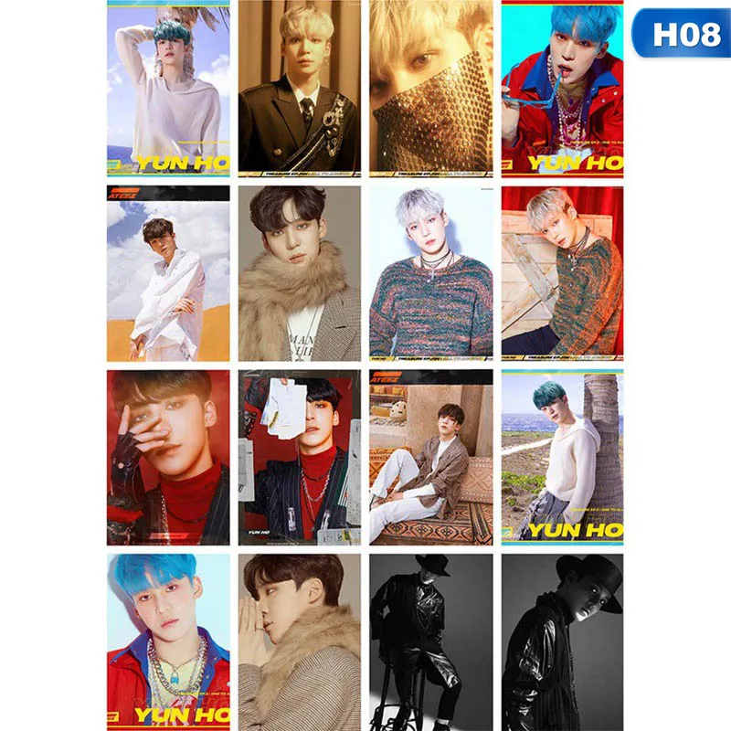 16 шт./компл. высокое качество KPOP ATEEZ альбом ЕО Санг MINGI коллекции HD фото карты ПВХ карты самодельные ЛОМО карта Фотокарта - Цвет: 08