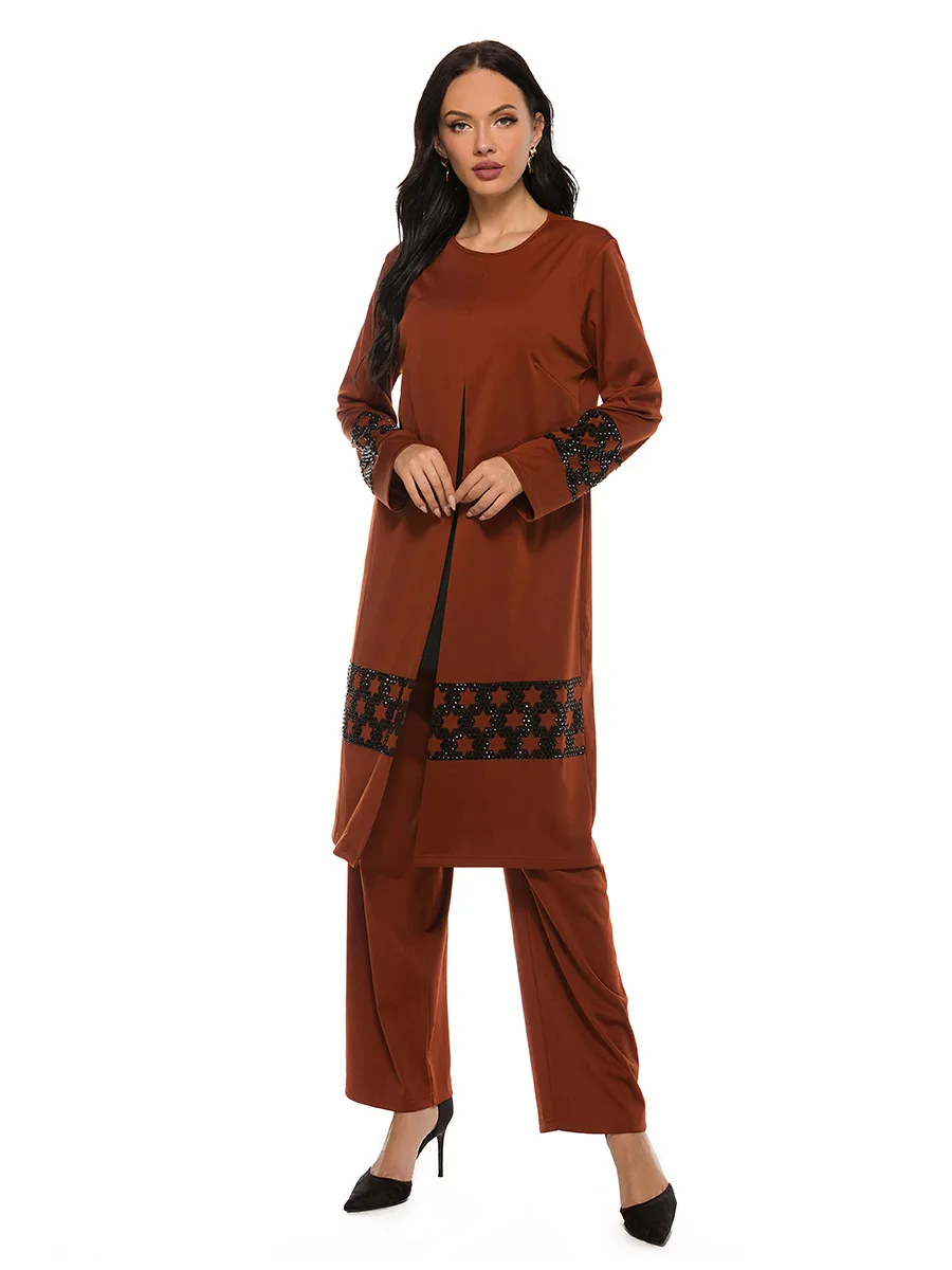 

MuslimTwo-Piece Suit Women Islamic Clothing Abaya Dubai 2020 Plus Size Clothes