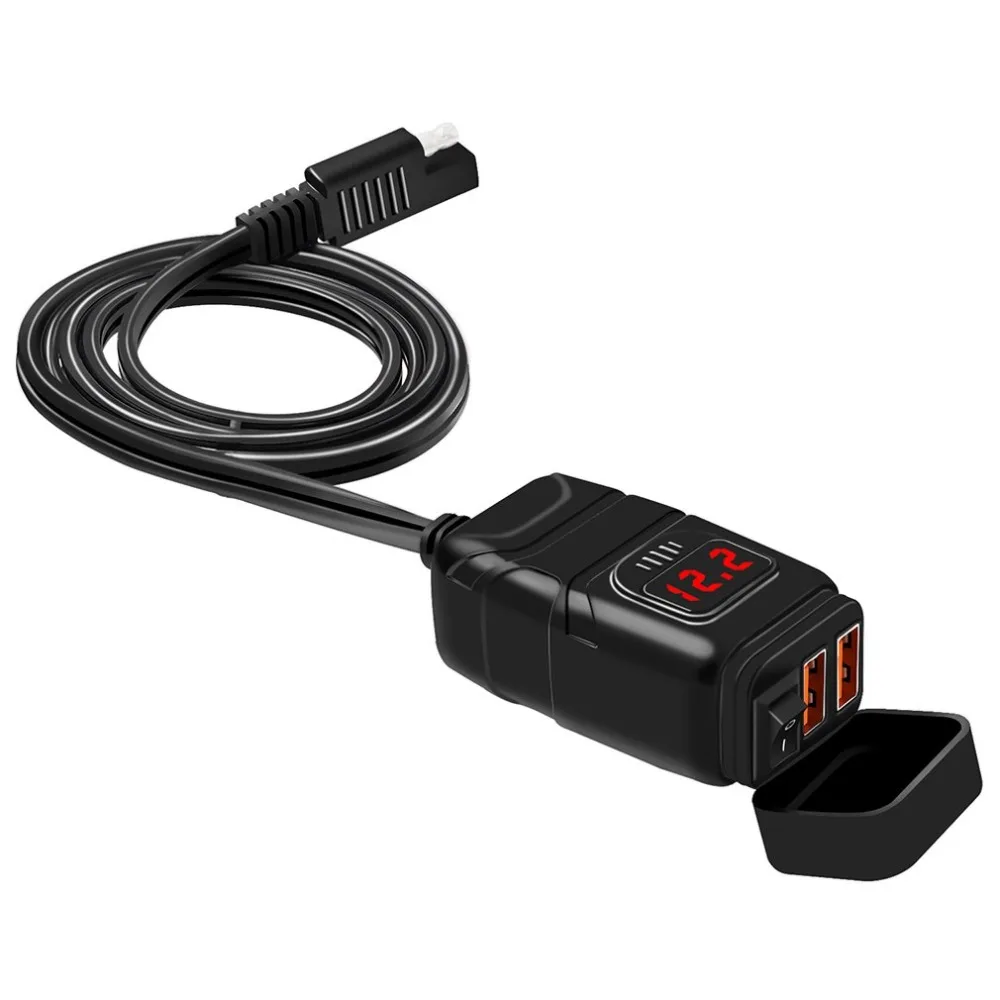 Синий квадратный двойной USB Супер быстрая зарядка вольтметр набор с подсветкой кулисный переключатель панель Водонепроницаемый кулисный переключатель