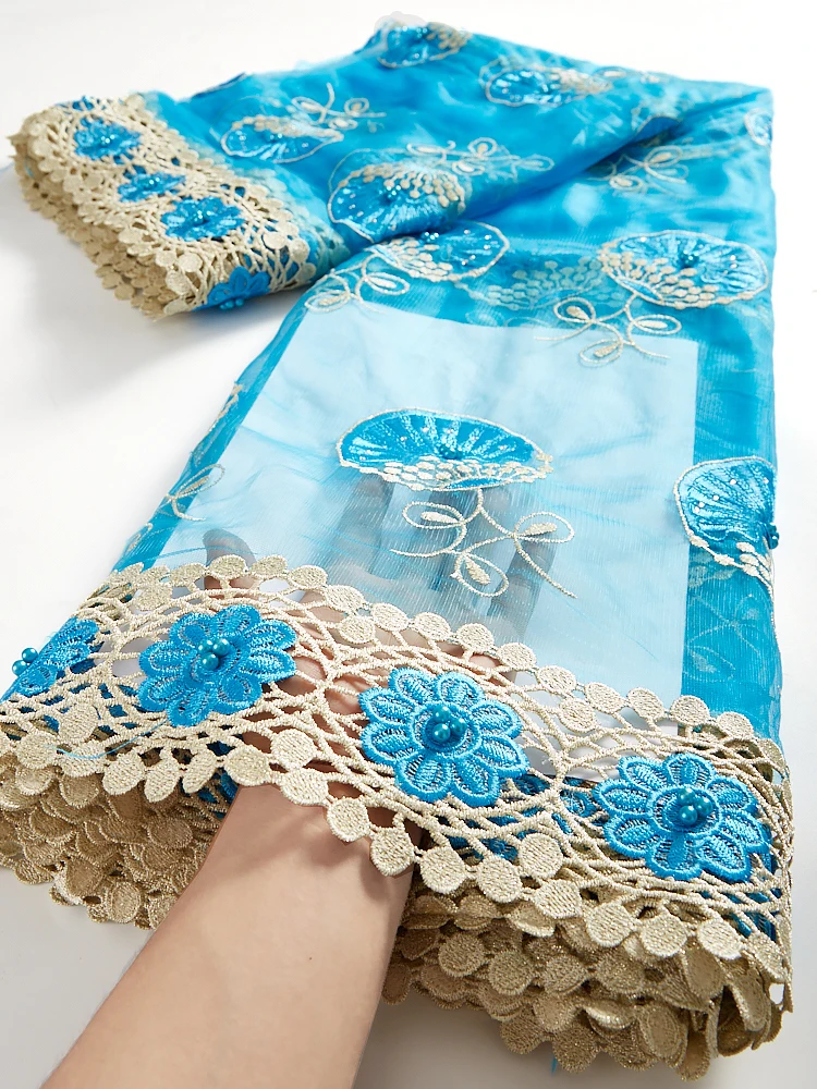 

African Lace Fabric High Quality Tulle Lace Embroidery French Net Lace Fabrc For Wedding Dress 2.5 Yards TY084