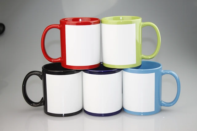 White Ceramic Sublimation Coffee Mug with Colored Inside/Handle - 11oz.