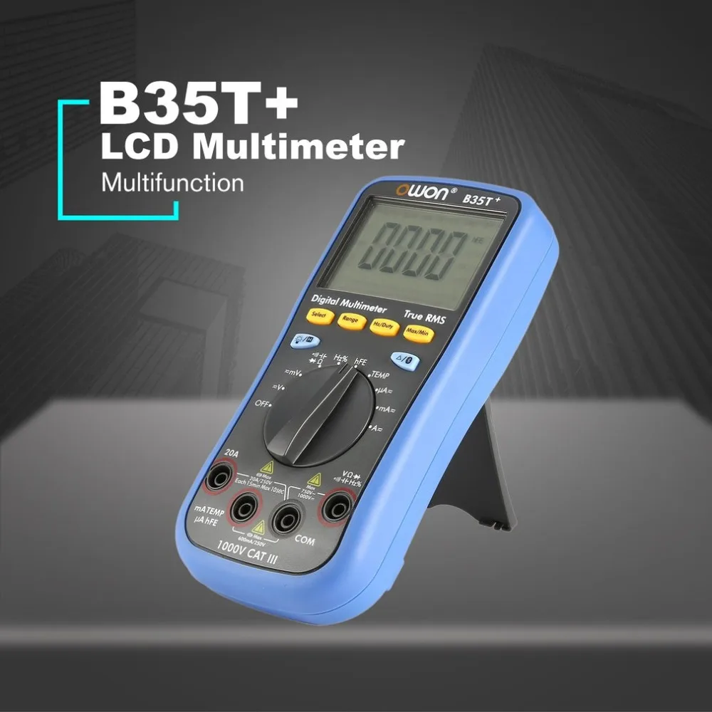 Owin B35T+ Подсветка цифровой ЖК-мультиметр AC/DC Вольтметр Амперметр истинный RMS диод hFE сопротивление Непрерывность тестер Bluetooth