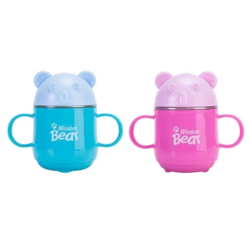 

Baby Learning Drinking Cup With Double Handle Flip lid Leakproof Infants Water Cups Bottle w