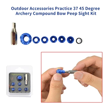 

Shooting Hooded Compound Bow Tools Aluminum Alloy Peep Sight Kit 37 45 Degree Hunting Archery Practice Accessories 8 Time Lens