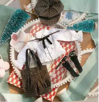 Brown lattice Новинка, 5 шт., Одежда для куклы bjd, для 1/3, 1/4, 1/6, английский клетчатый пояс, штаны, костюм, 2 цвета, модная Кукла bjd, аксессуары - Цвет: Brown lattice